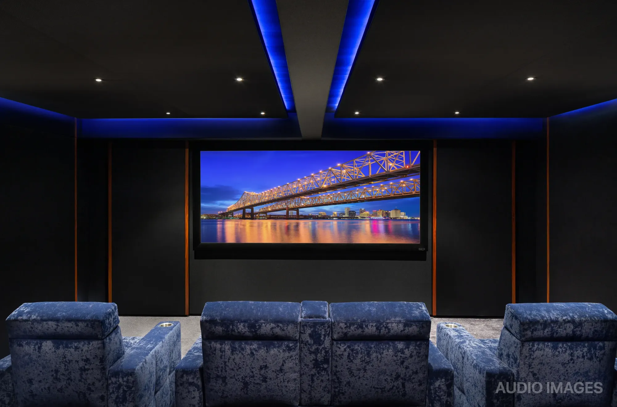 An award-winning Audio Images home theater with cinematic seating and immersive sound