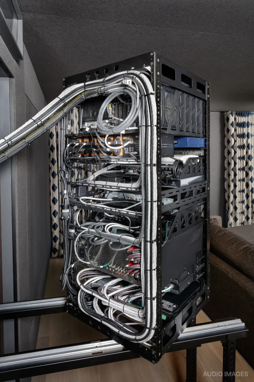 An architectural residence under construction with coordinated AV rough-in