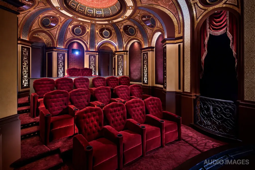 Cinema Paradiso — lavish red theater interior with patterned dome ceiling.